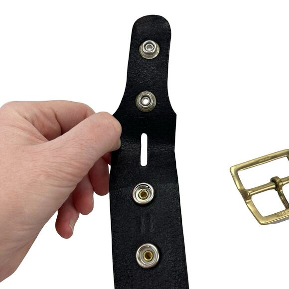 VTG Smith & Wesson Black Leather Belt JAY Solid Brass Buckle USA Made Rugged 38" - Picture 7 of 14